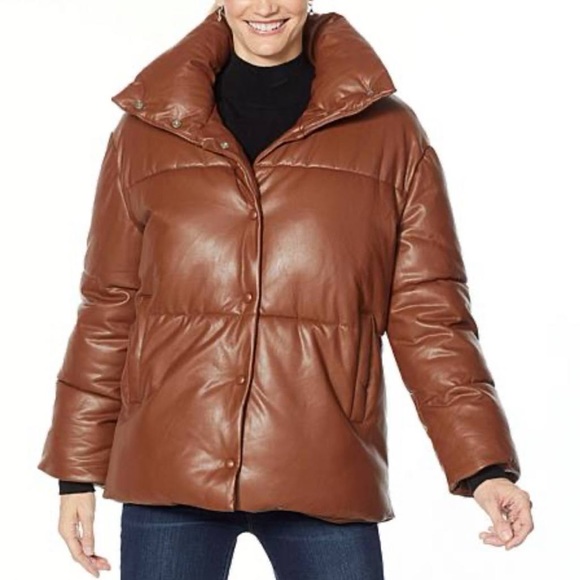 Avec Les Filles Fax Leather Puffer Jacket - Picture 10 of 10